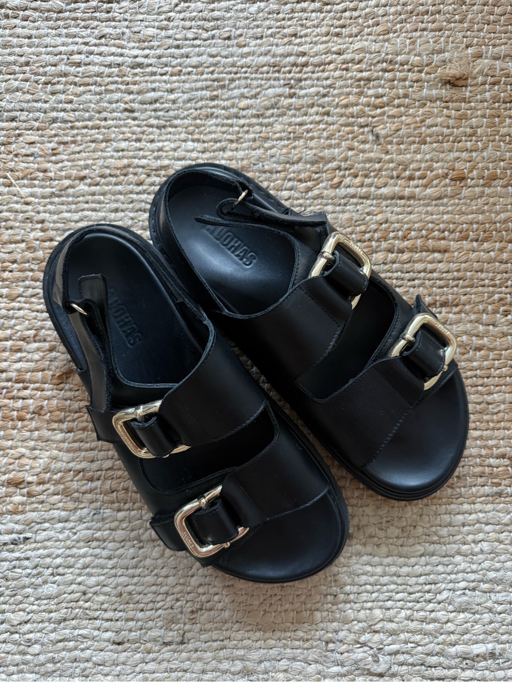 ALOHAS Black Leather Harper Sandals